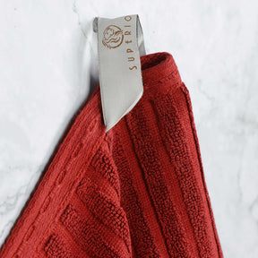 Ribbed Textured Cotton Medium Weight 12 Piece Towel Set - Burgundy