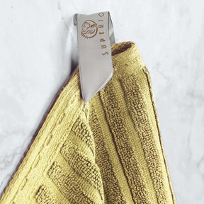 Ribbed Textured Cotton Medium Weight 12 Piece Towel Set - Golden Mist
