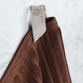 Ribbed Textured Cotton Medium Weight 12 Piece Towel Set - Java