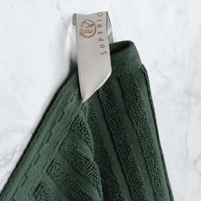 Ribbed Textured Cotton Medium Weight 12 Piece Towel Set - Pine