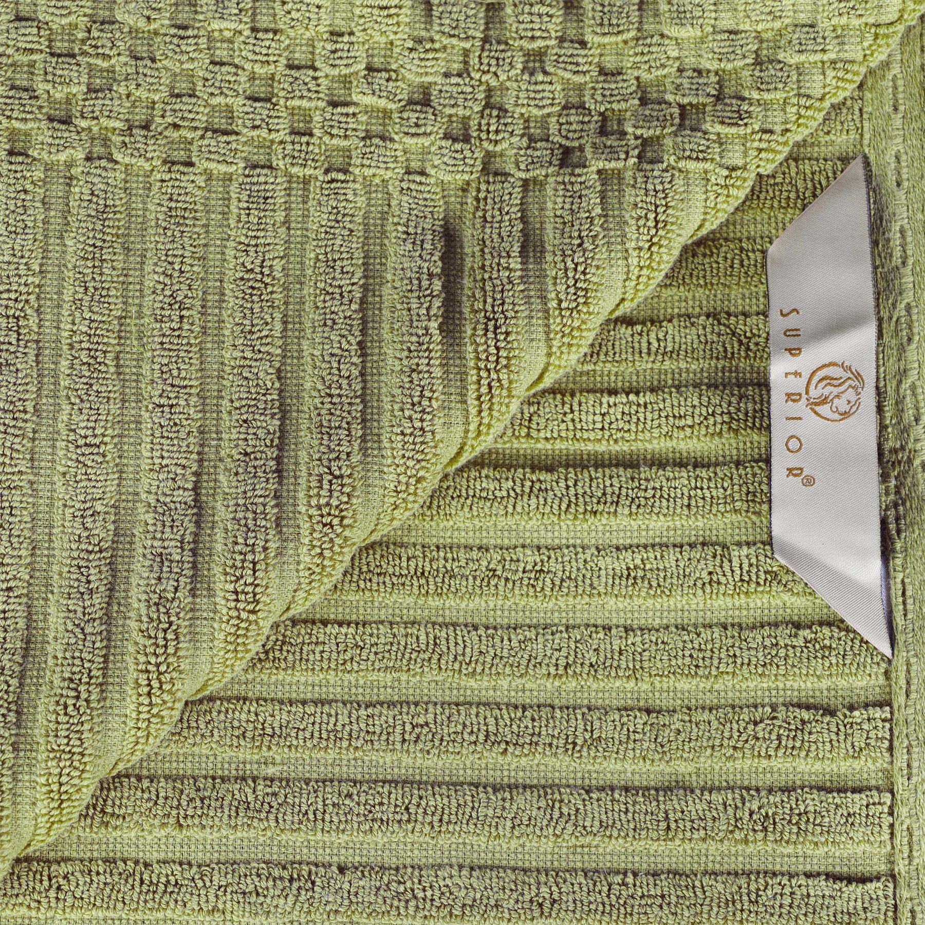 Ribbed Textured Cotton Medium Weight 12 Piece Towel Set - Golden Mist