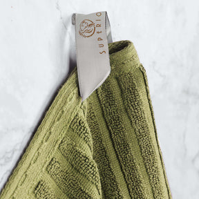 Ribbed Textured Cotton Medium Weight 12 Piece Towel Set - Sage