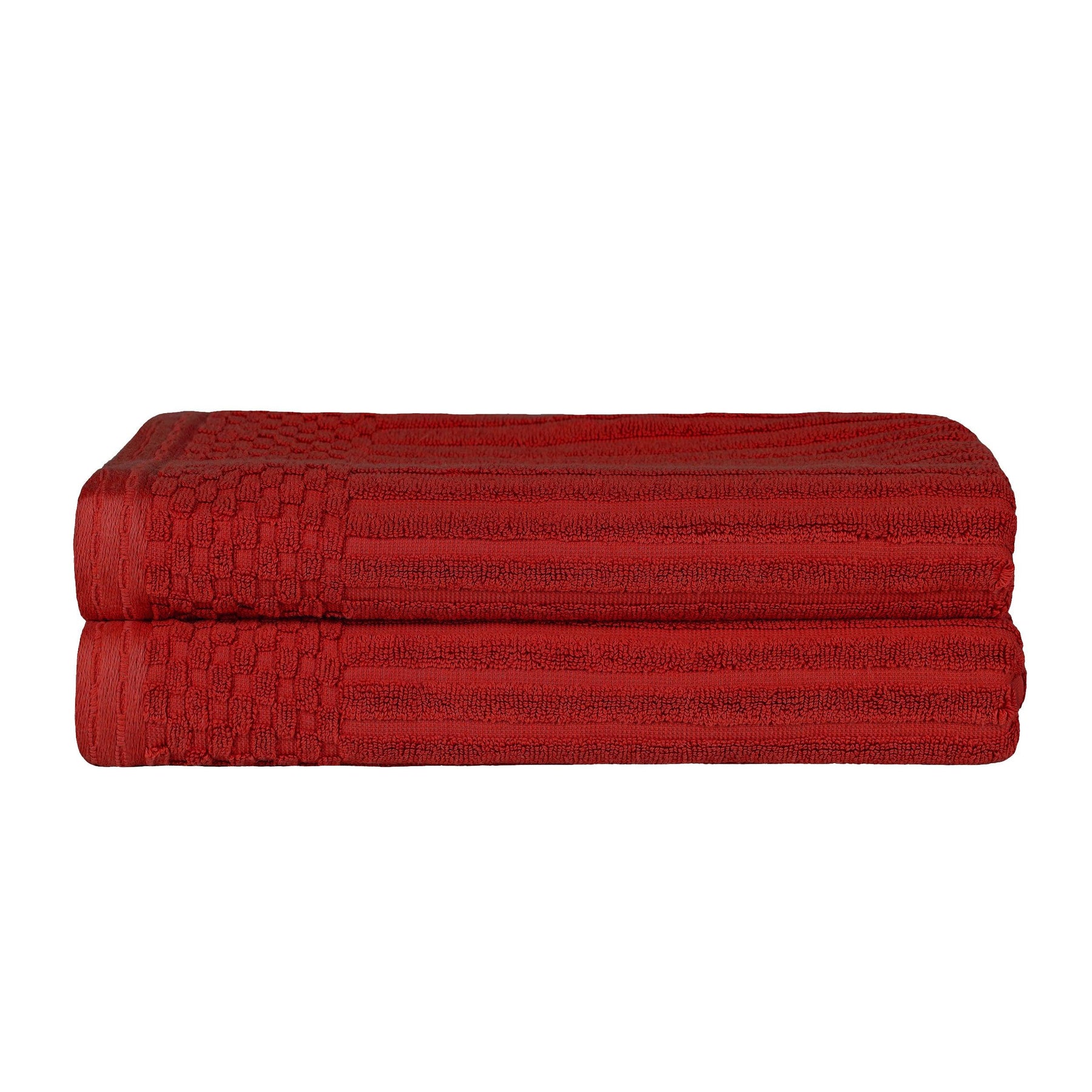  Superior Soho Ribbed Textured Cotton Ultra-Absorbent Bath Sheet & Bath Towel Set - Burgundy