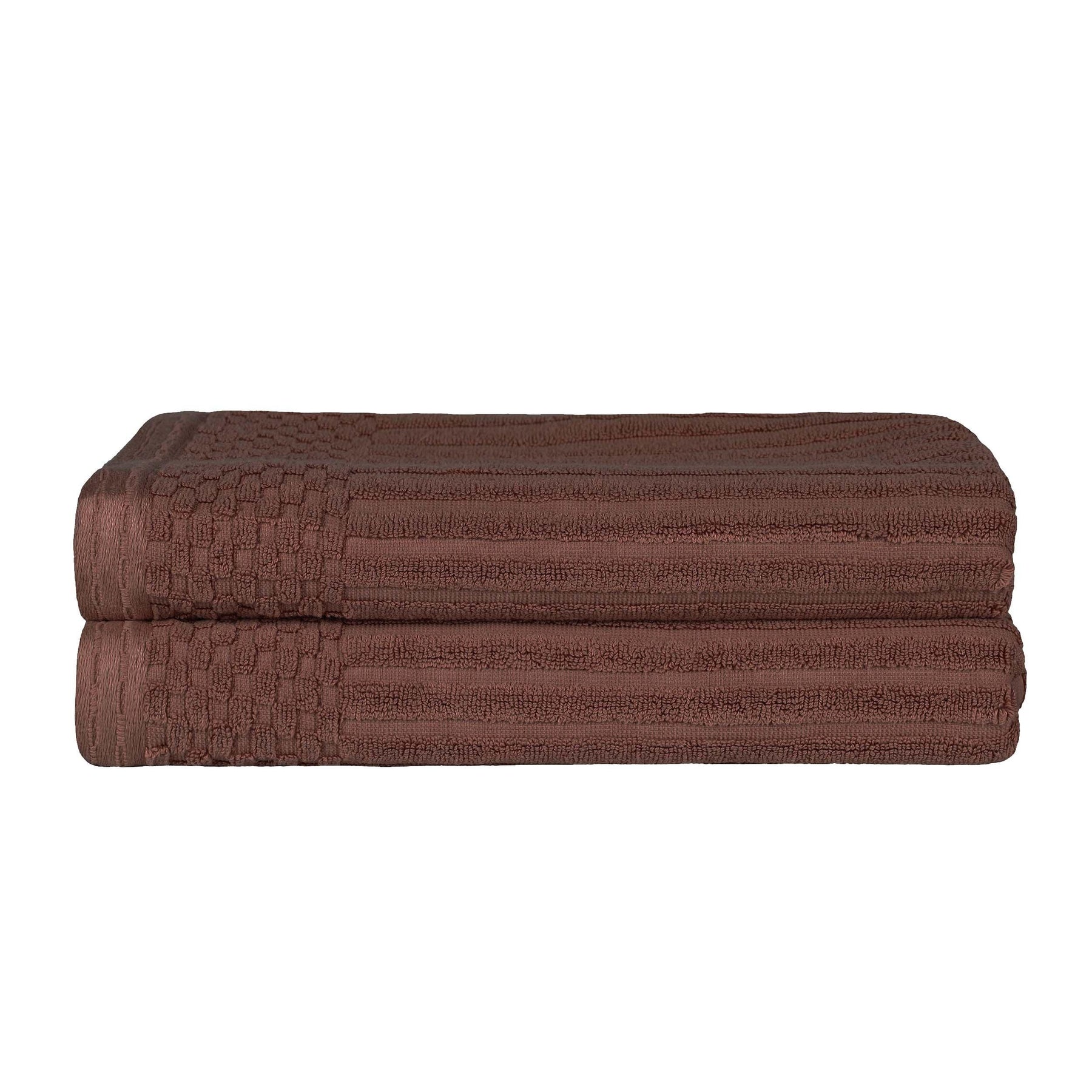  Superior Soho Ribbed Textured Cotton Ultra-Absorbent Bath Sheet & Bath Towel Set - Java