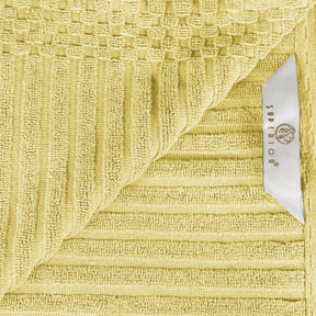 Ribbed Textured Cotton Medium Weight 8 Piece Towel Set - Golden Mist