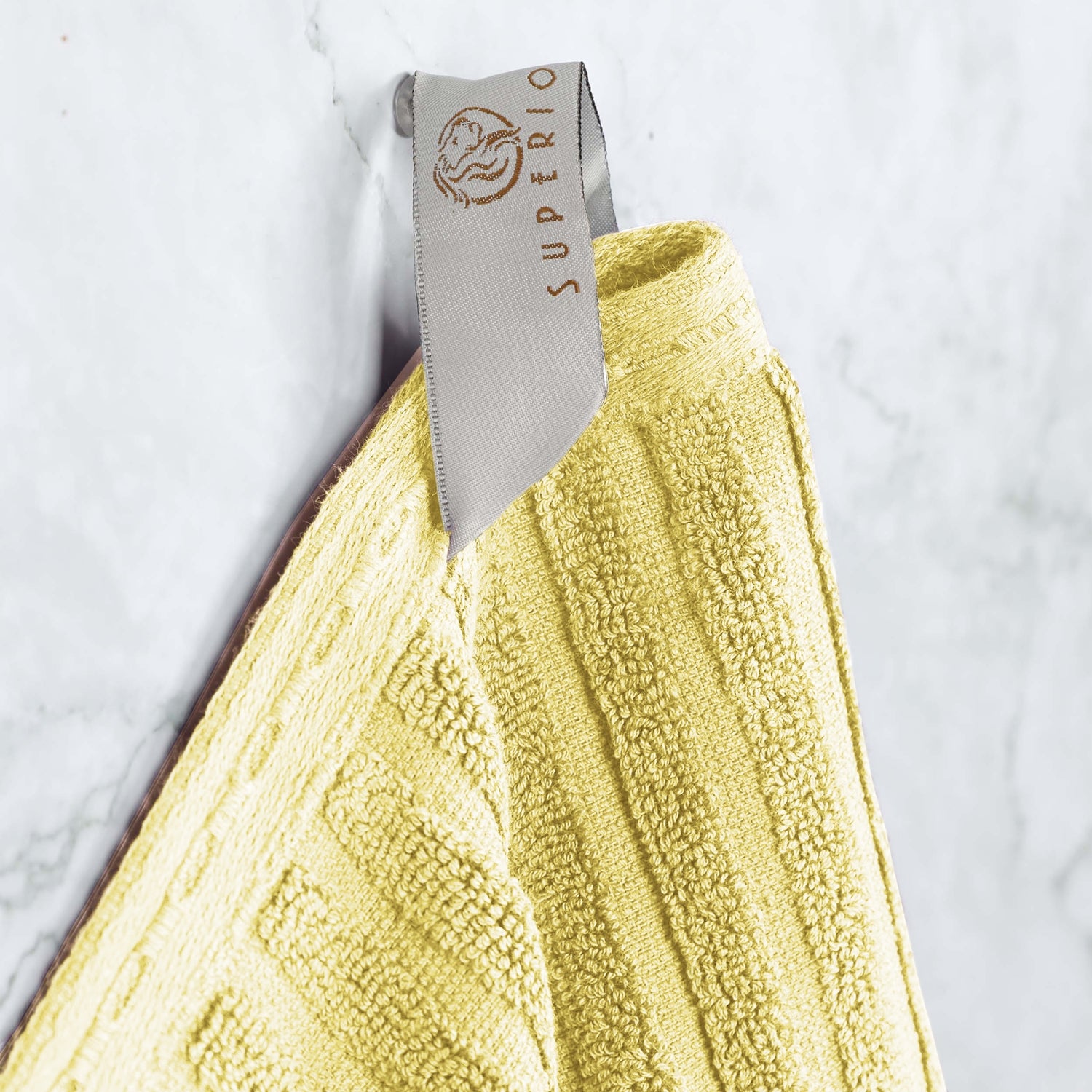 Ribbed Textured Cotton Bath Sheet Ultra-Absorbent Towel Set -  Golden Mist