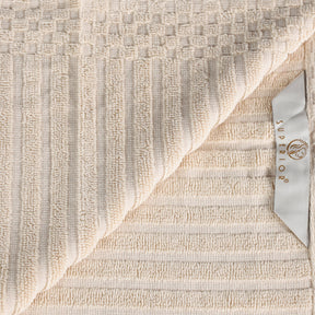 Ribbed Textured Cotton Medium Weight 8 Piece Towel Set -  Ivory