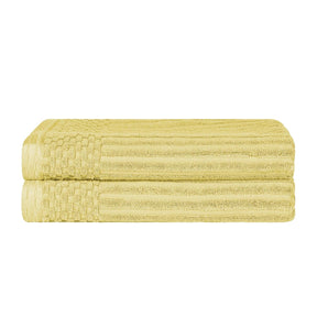  Superior Soho Ribbed Textured Cotton Ultra-Absorbent Bath Sheet & Bath Towel Set - Golden Mist