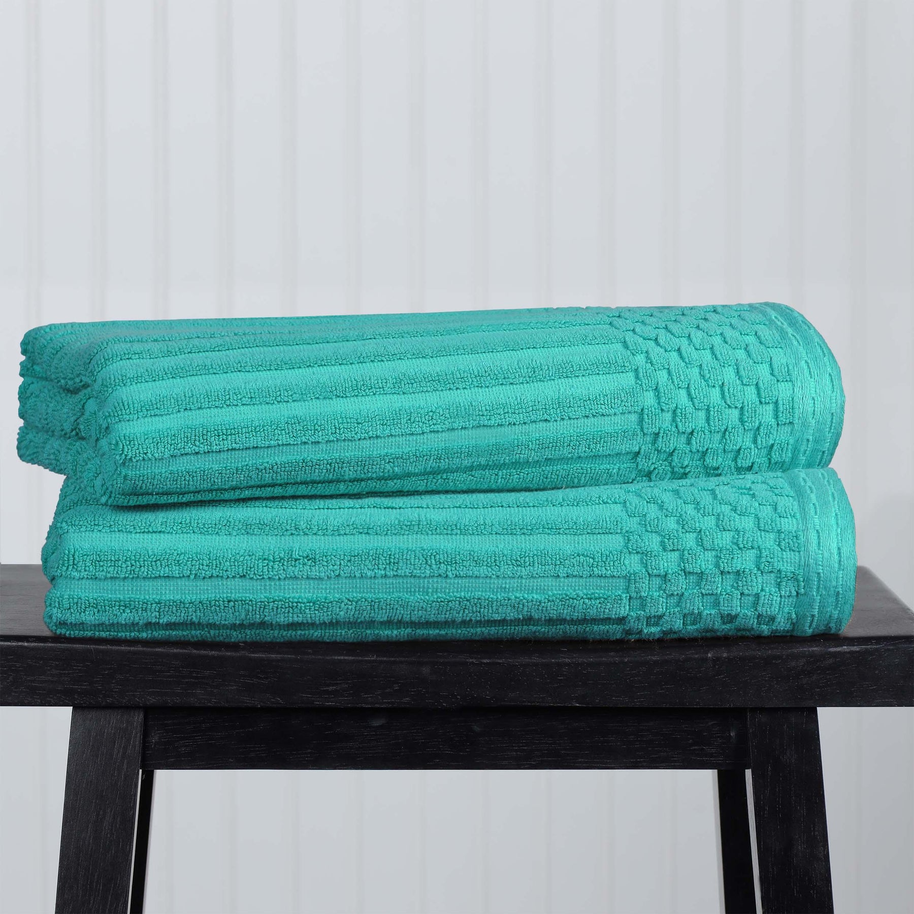 Superior Soho Ribbed Textured Cotton Ultra-Absorbent Bath Sheet & Bath Towel Set - turquoise