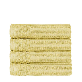 Ribbed Textured Cotton Ultra-Absorbent 4 Piece Hand Towel Set - Golden Mist