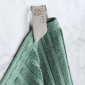 Ribbed Textured Cotton Medium Weight 8 Piece Towel Set - Basil