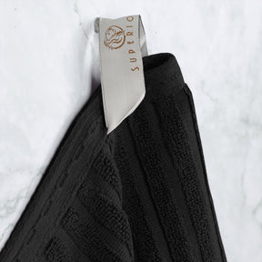 Ribbed Textured Cotton Medium Weight 6 Piece Towel Set - Black