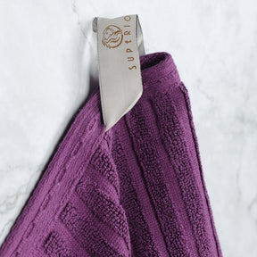 Superior Soho Ribbed Textured Cotton Ultra-Absorbent Bath Sheet & Bath Towel Set - Plum
