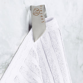 Ribbed Textured Cotton Medium Weight 6 Piece Towel Set - White