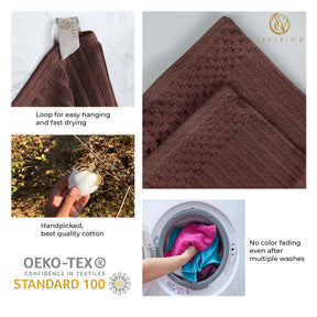 Ribbed Textured Cotton Ultra-Absorbent 4 Piece Hand Towel Set -  Java