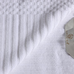 Superior Soho Ribbed Textured Cotton Ultra-Absorbent Bath Sheet & Bath Towel Set - White