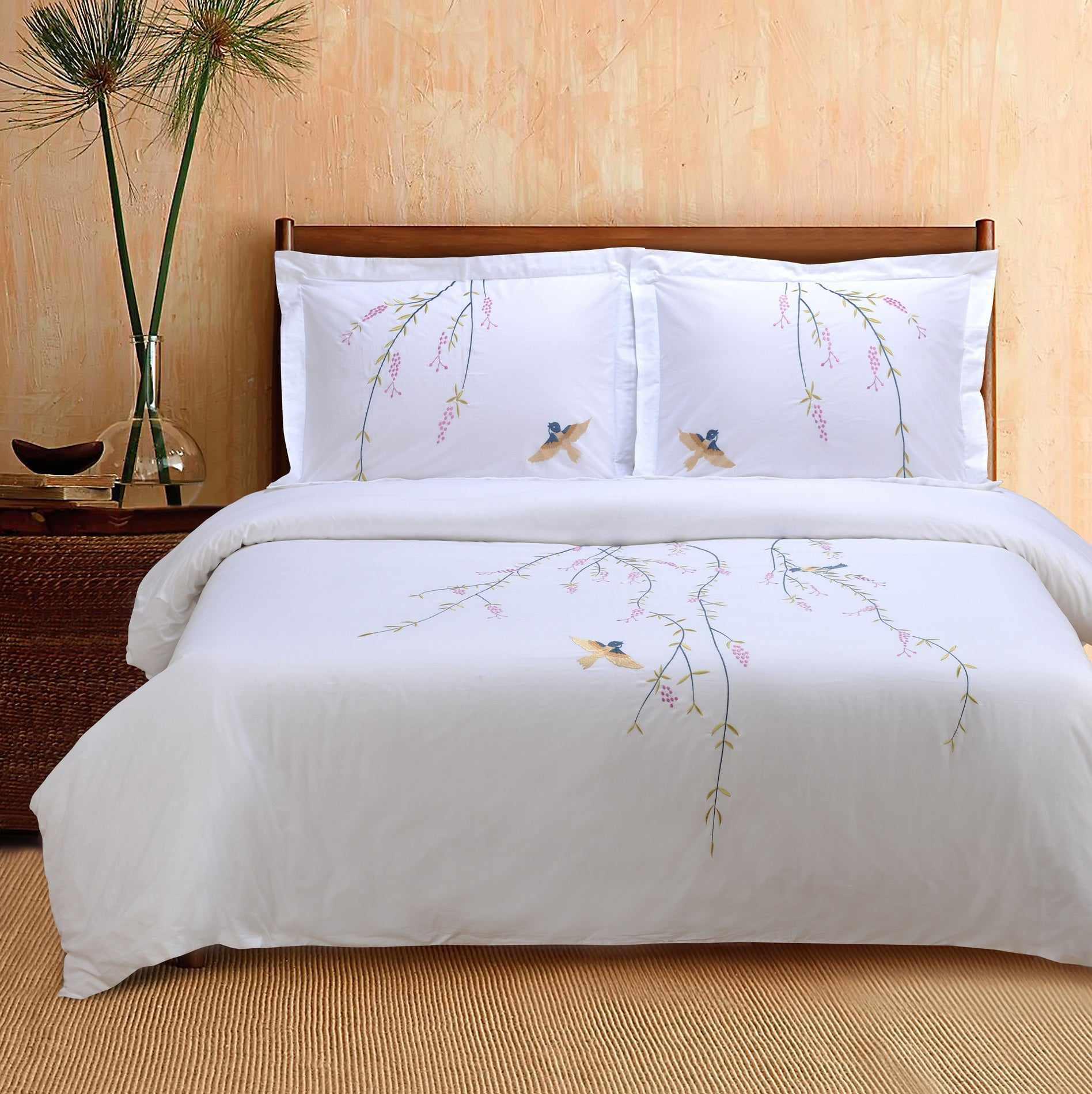 100% Cotton Spring Floral Embroidered Duvet Cover Set - Duvet Cover Set by Superior Brand