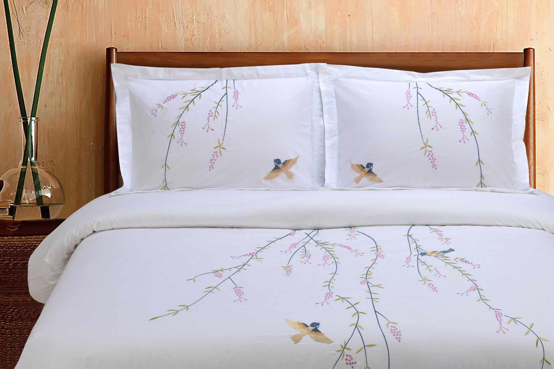 100% Cotton Spring Floral Embroidered Duvet Cover Set - Duvet Cover Set by Superior Brand