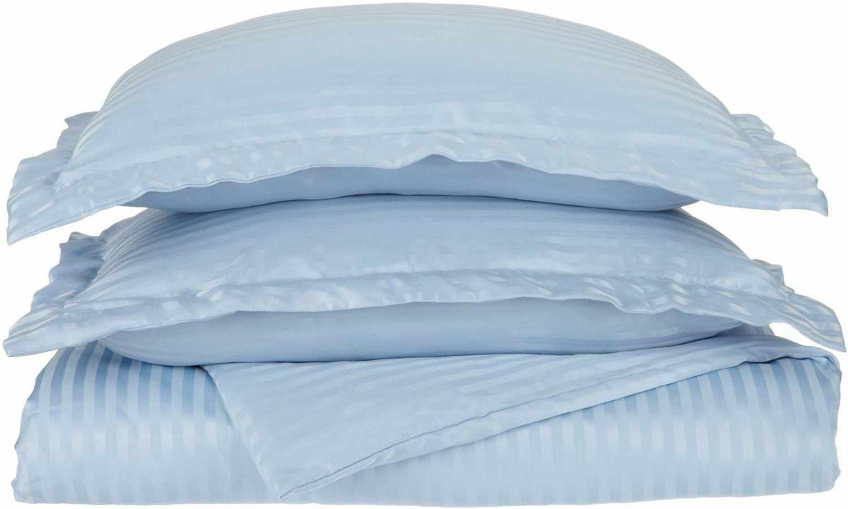 Microfiber Wrinkle-Free Stripe Breathable Duvet Cover Set with Button Closure-Duvet Cover Set by Superior-Home City Inc