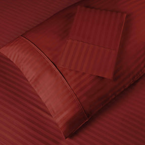 400 Thread Count Soft Stripe Egyptian Cotton Pillowcase Set - Burgundy