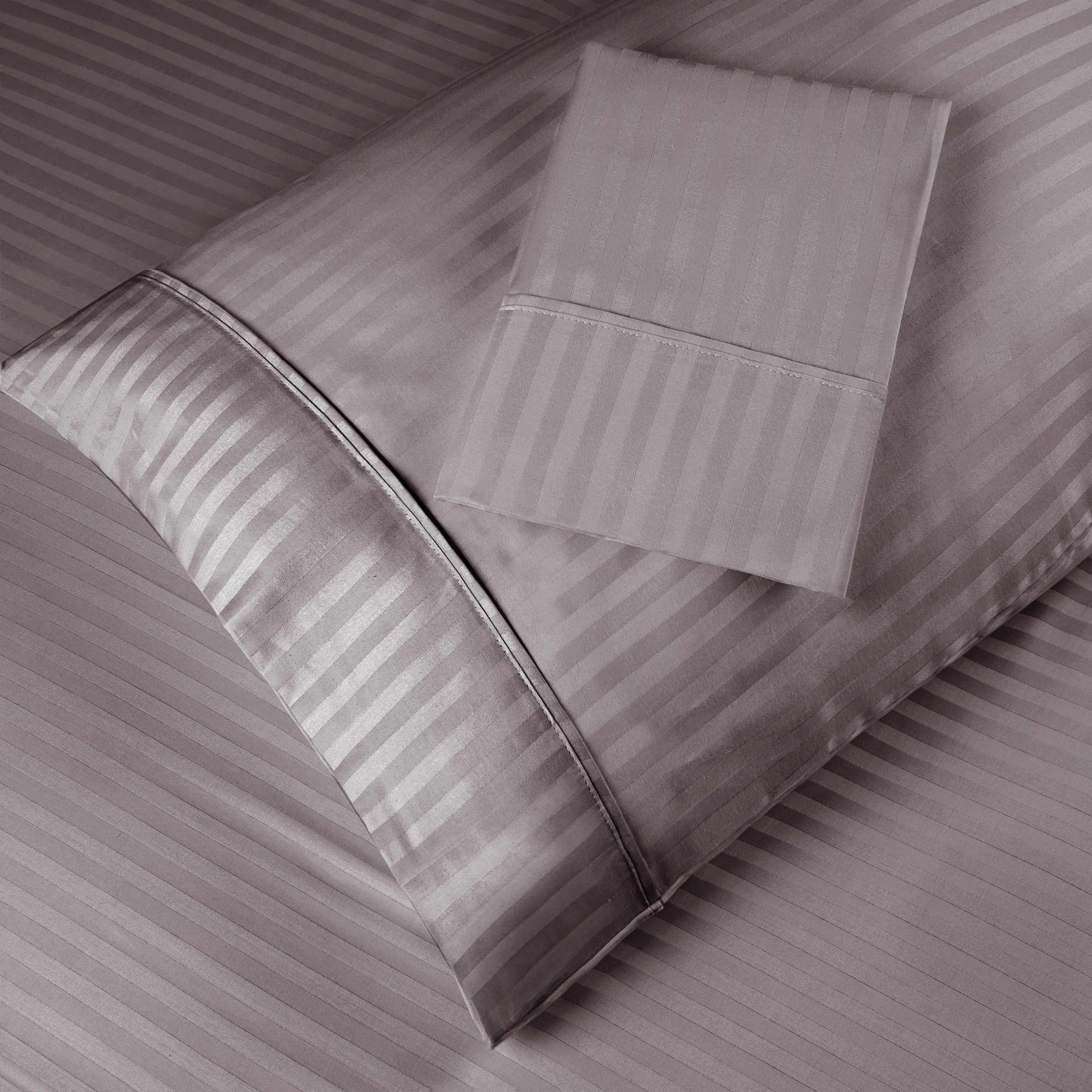 400 Thread Count Soft Stripe Egyptian Cotton Pillowcase Set - Grey