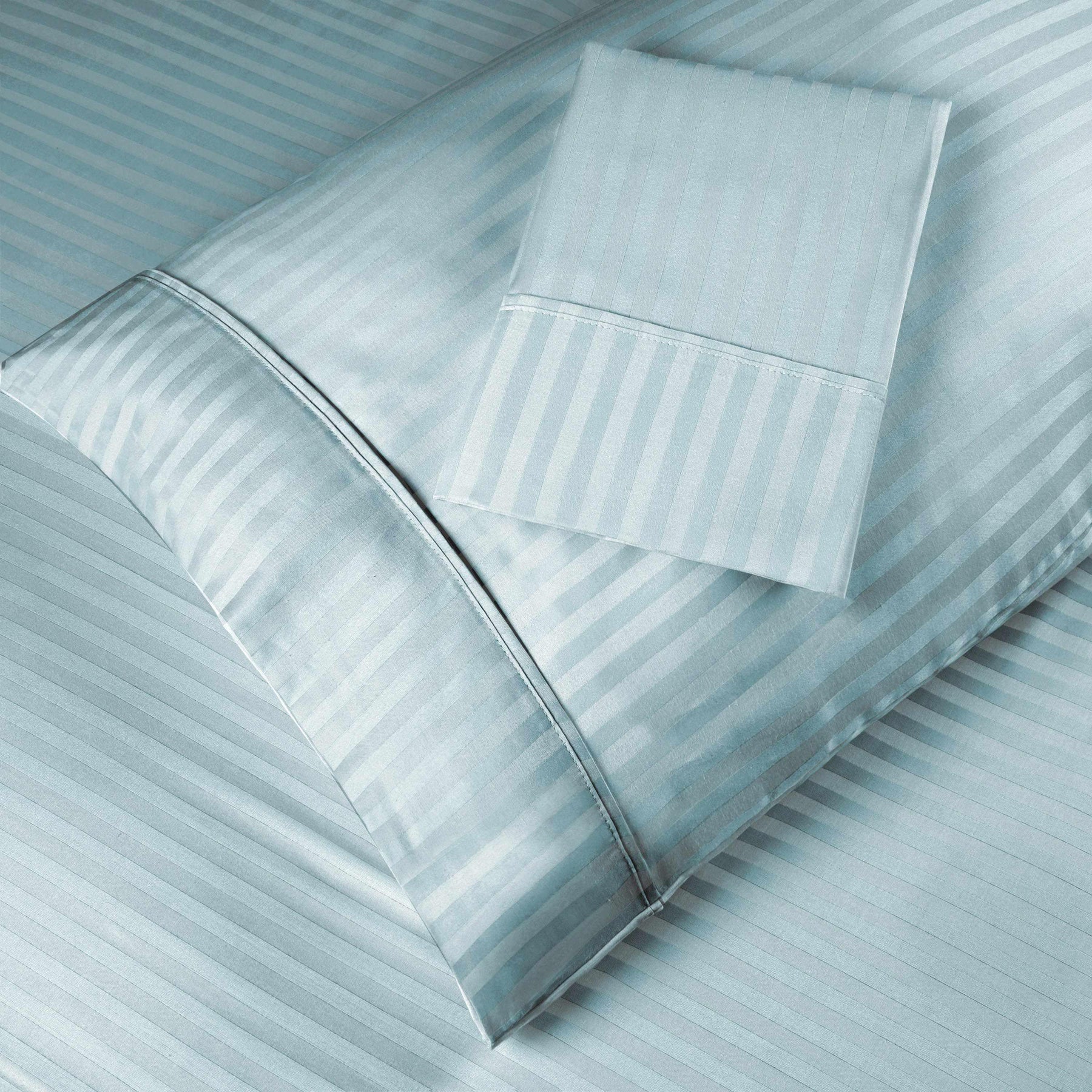 400 Thread Count Soft Stripe Egyptian Cotton Pillowcase Set - Light Blue