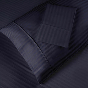 400 Thread Count Soft Stripe Egyptian Cotton Pillowcase Set - Navy Blue