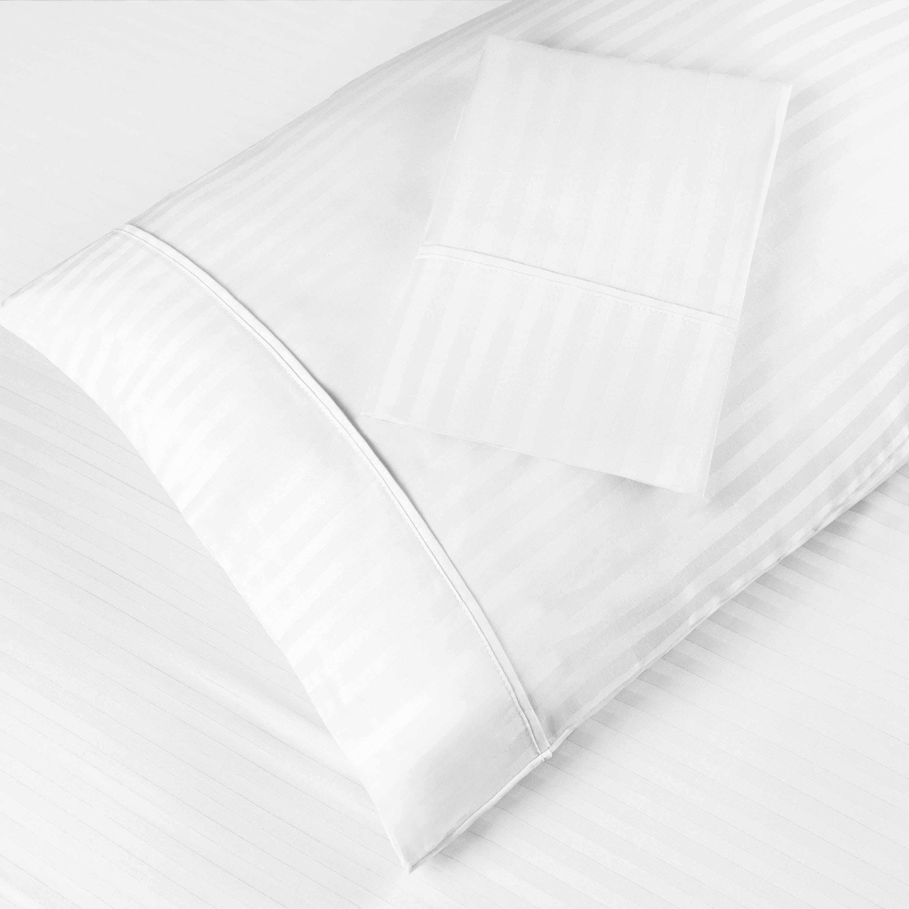 400 Thread Count Soft Stripe Egyptian Cotton Pillowcase Set - White