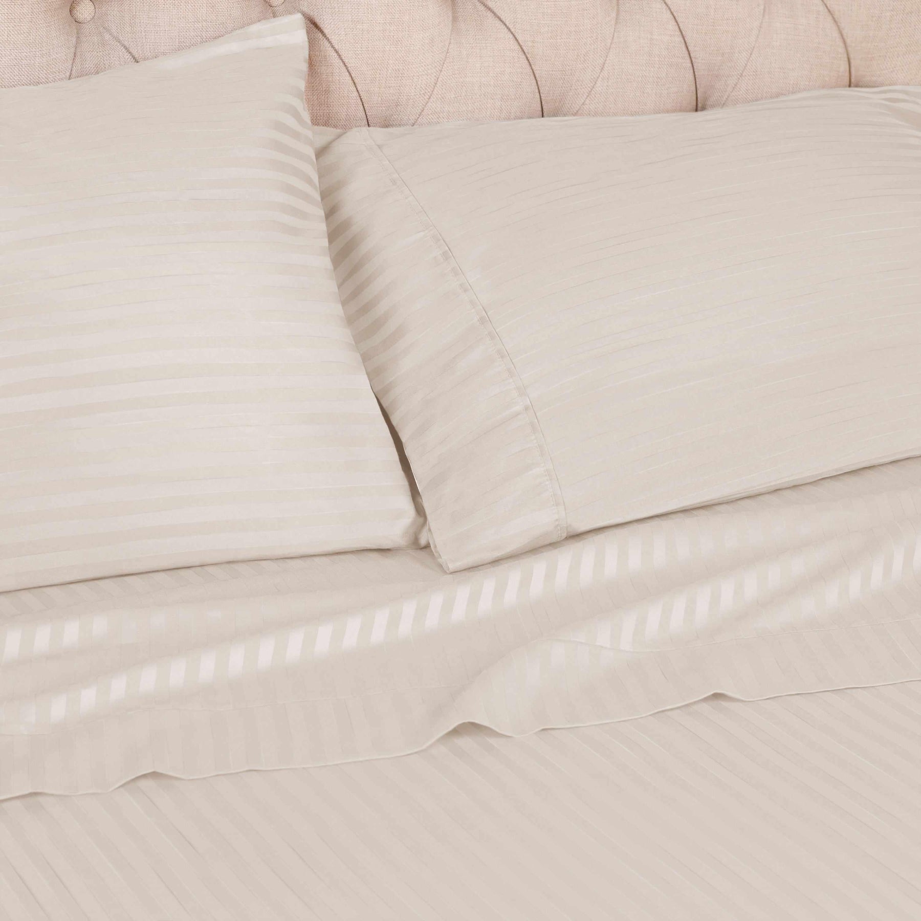 400 Thread Count Soft Stripe Egyptian Cotton Pillowcase Set - Ivory