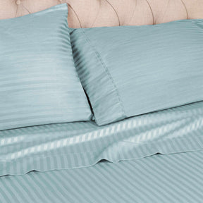 400 Thread Count Soft Stripe Egyptian Cotton Pillowcase Set - Light Blue