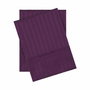 400 Thread Count Soft Stripe Egyptian Cotton Pillowcase Set - Plum