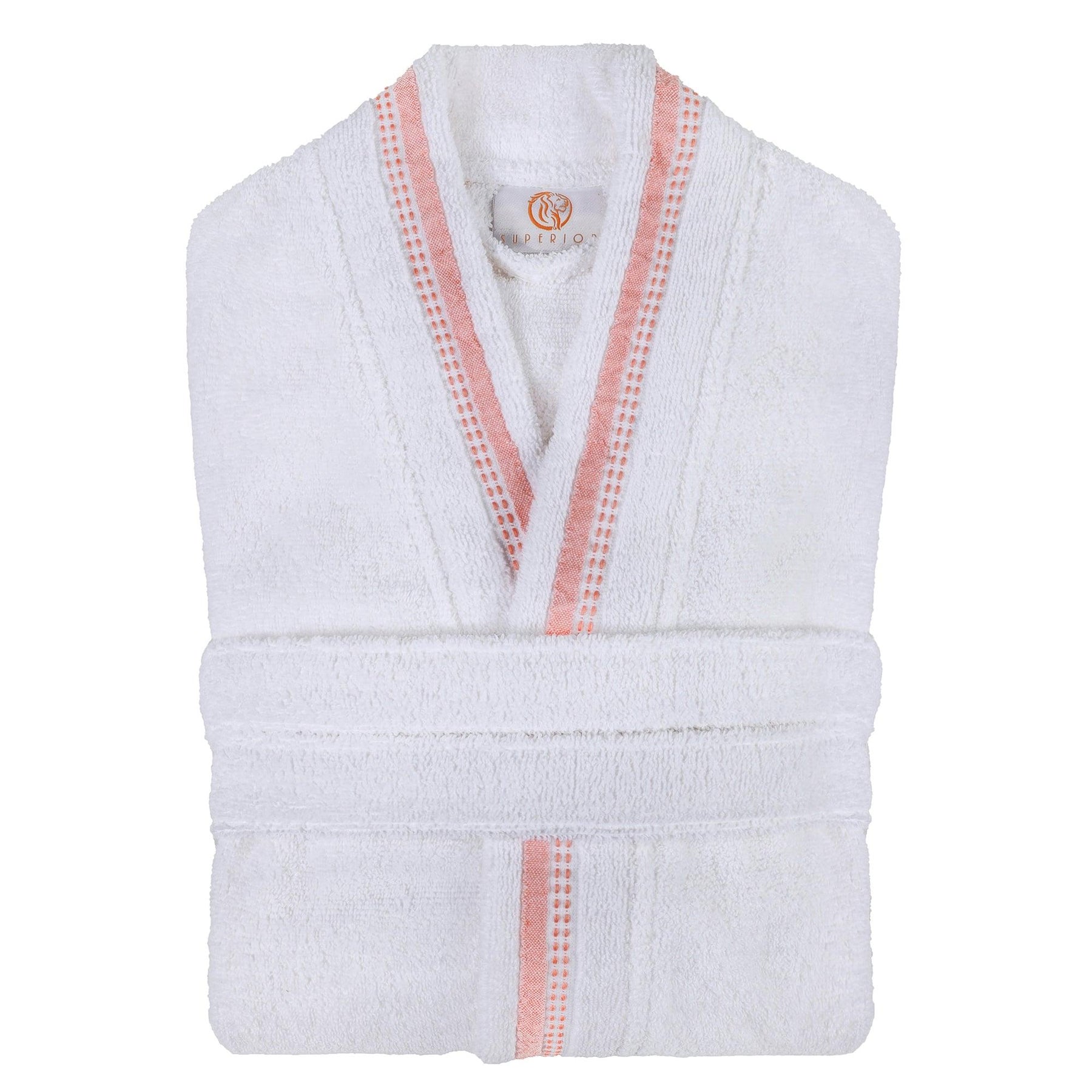  Turkish Cotton Terry Kimono Embroidered Super-Soft Unisex Bathrobe - White-Emberglow