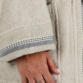  Turkish Cotton Terry Kimono Embroidered Super-Soft Unisex Bathrobe - Stone-Grey