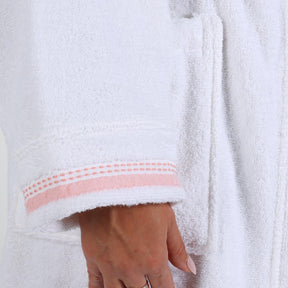  Turkish Cotton Terry Kimono Embroidered Super-Soft Unisex Bathrobe - White- Emberglow