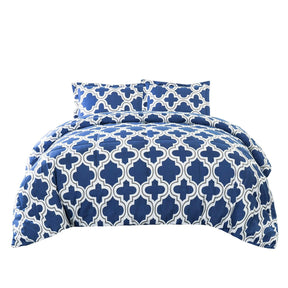  Superior Moroccan Trellis Microfiber Comforter Set - Navy Blue
