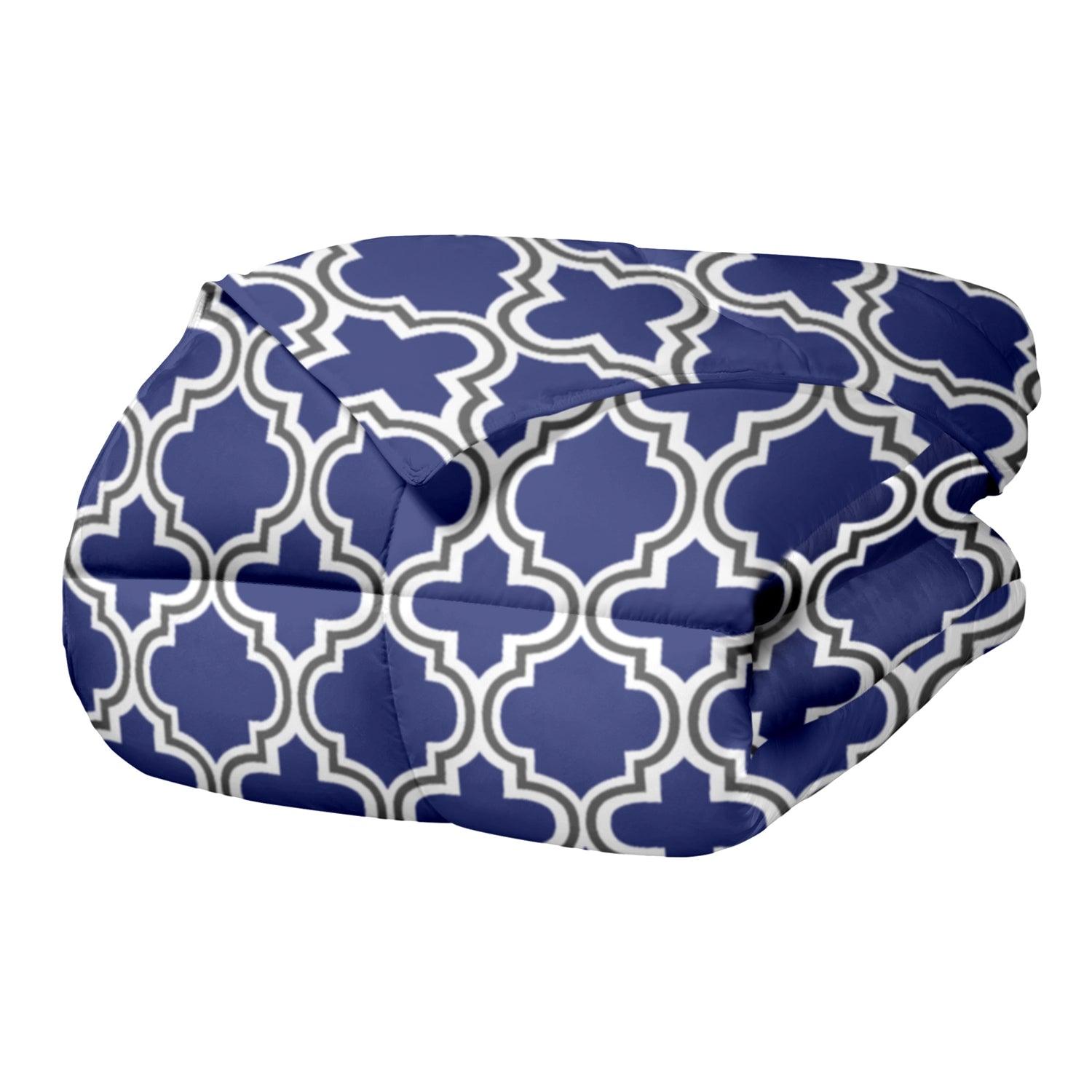  Superior Moroccan Trellis Microfiber Comforter Set - Navy Blue