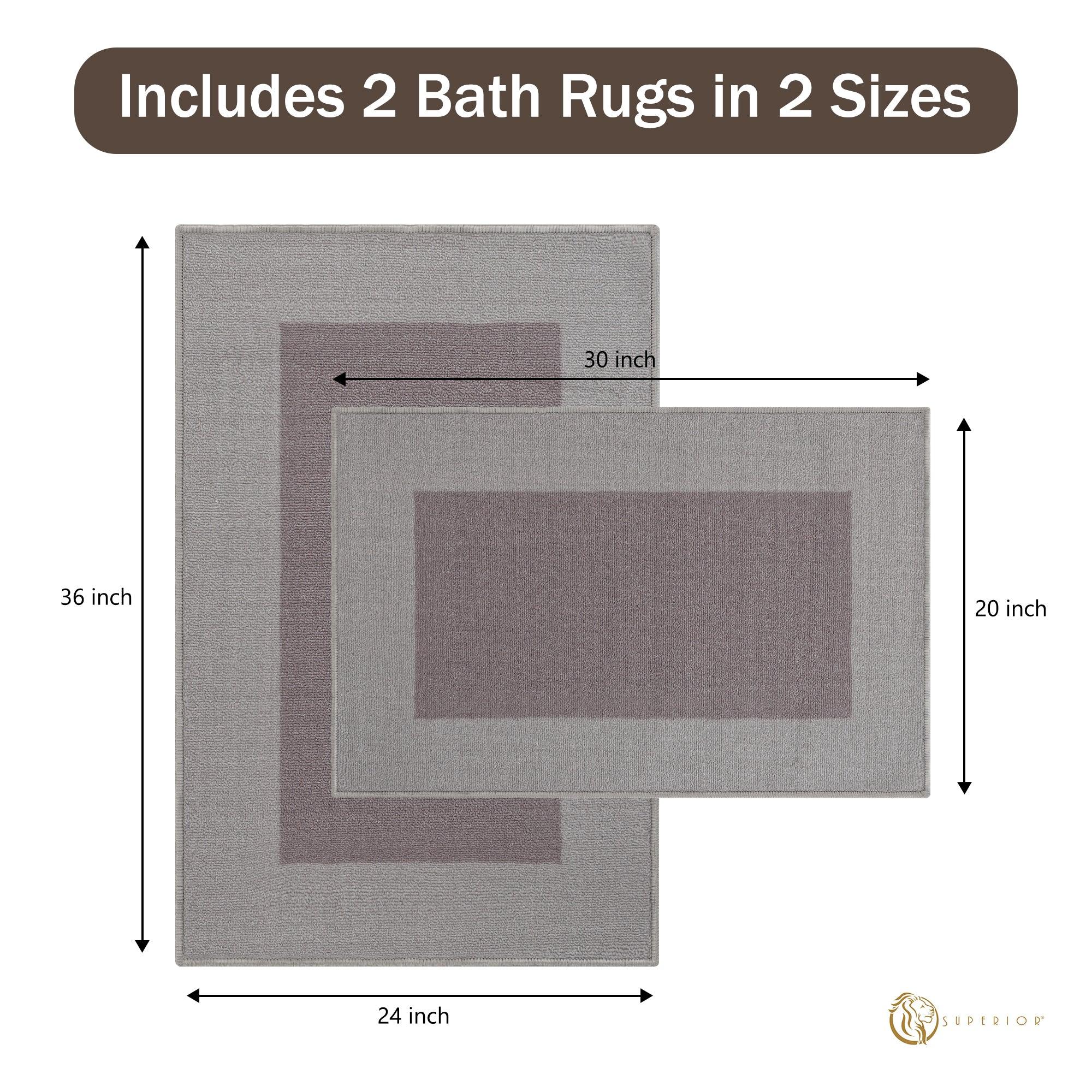 Troy Solid Non-Slip Machine Washable Bath Rug Set - Bath Mats by Superior