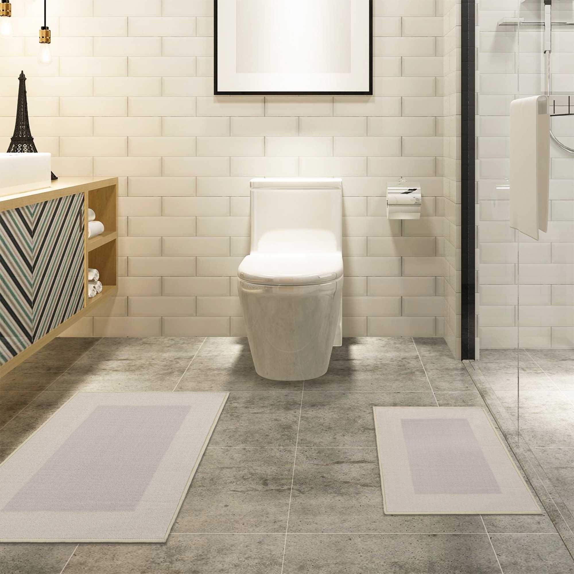 Troy Solid Non-Slip Machine Washable Bath Rug Set - Bath Mats by Superior
