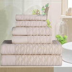 Turkish Cotton Herringbone Jacquard Assorted 6 Piece Towel Set - Towel Set by Superior