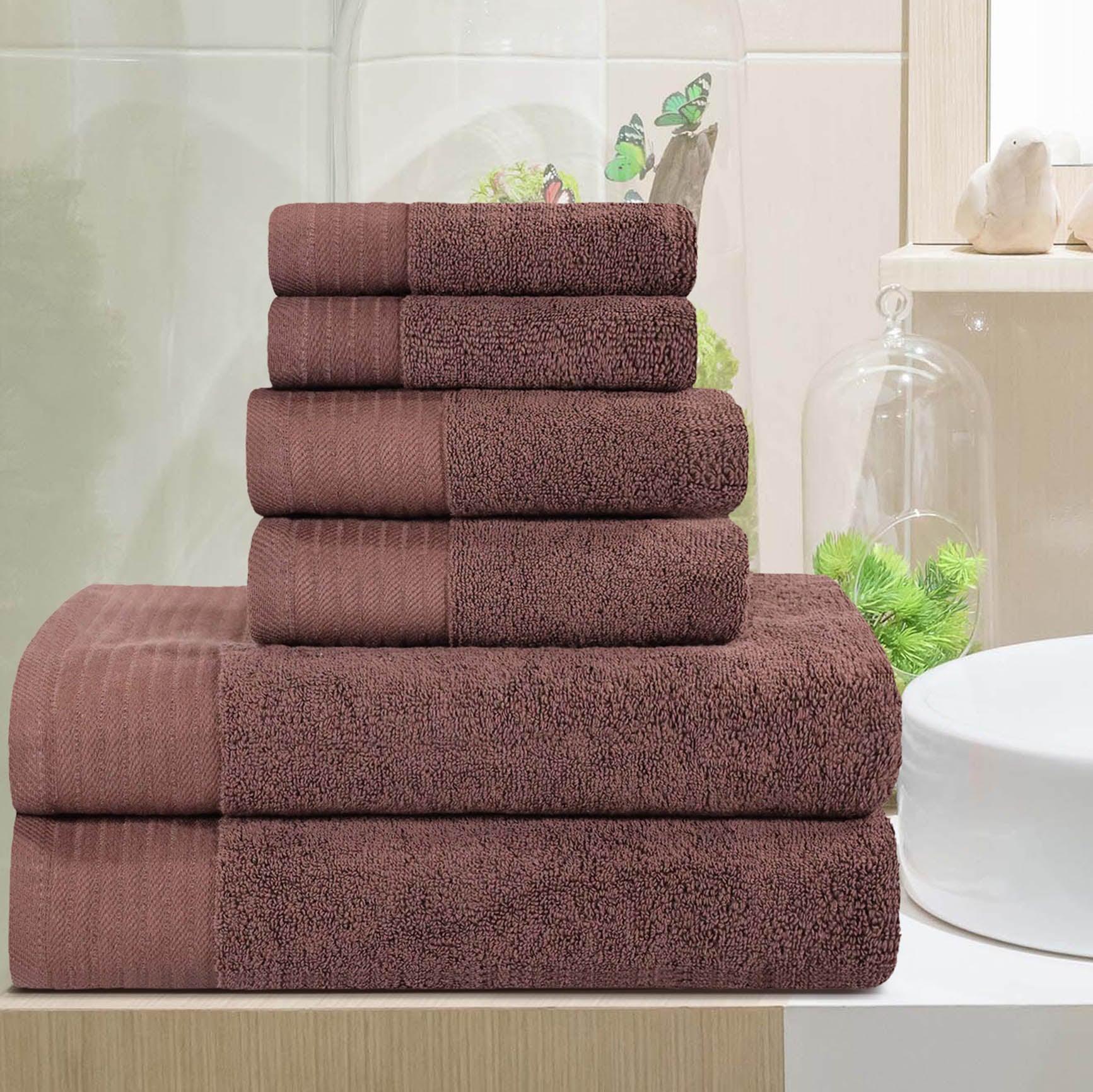 Turkish Cotton Herringbone Solid Assorted 6 Piece Towel Set - Towel Set by Superior Brand