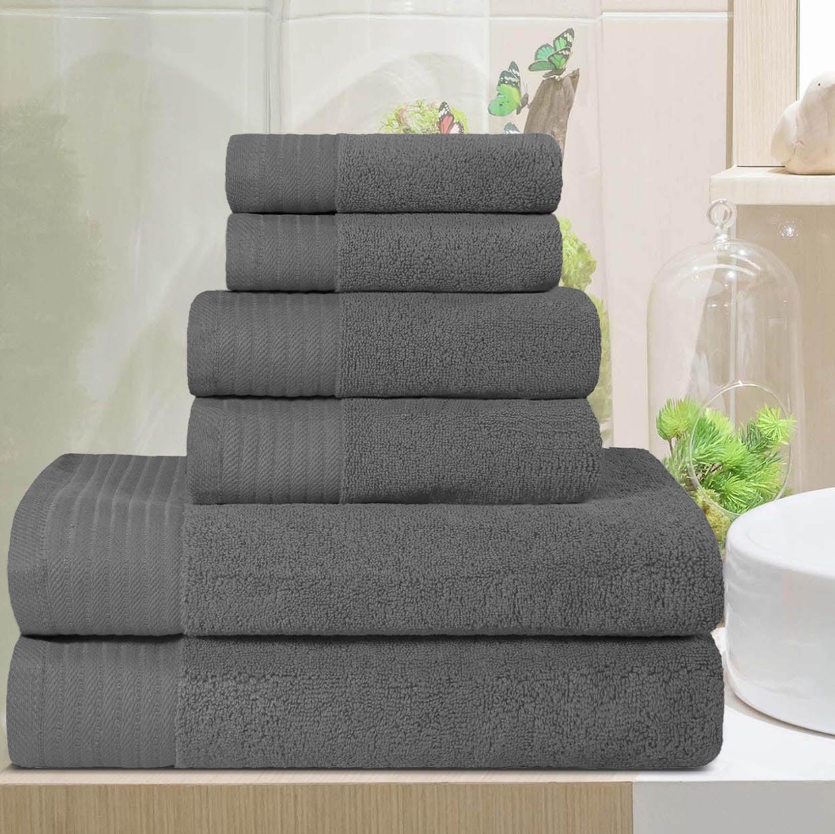 Turkish Cotton Herringbone Solid Assorted 6 Piece Towel Set - Towel Set by Superior Brand