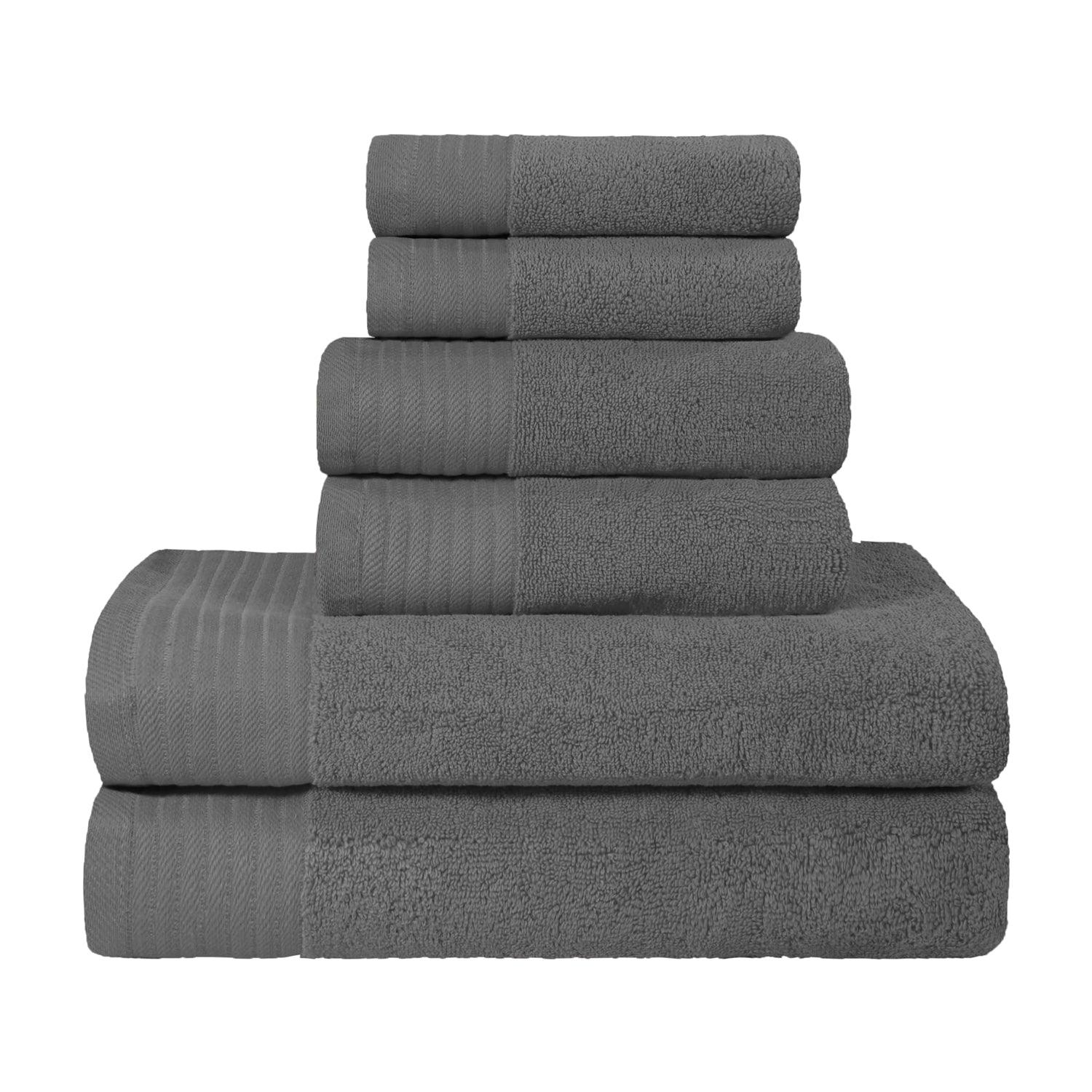 Turkish Cotton Herringbone Solid Assorted 6 Piece Towel Set - Towel Set by Superior