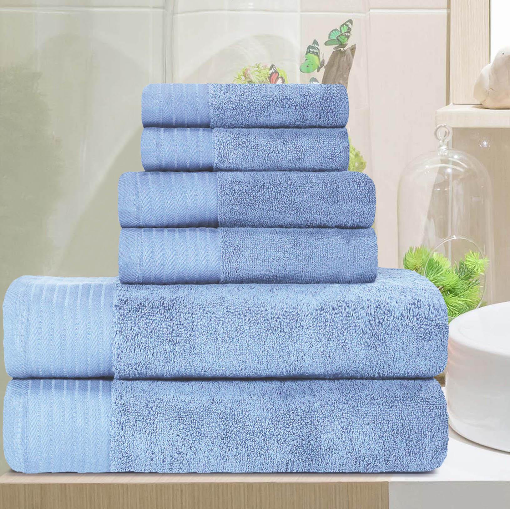Turkish Cotton Herringbone Solid Assorted 6 Piece Towel Set - Towel Set by Superior Brand
