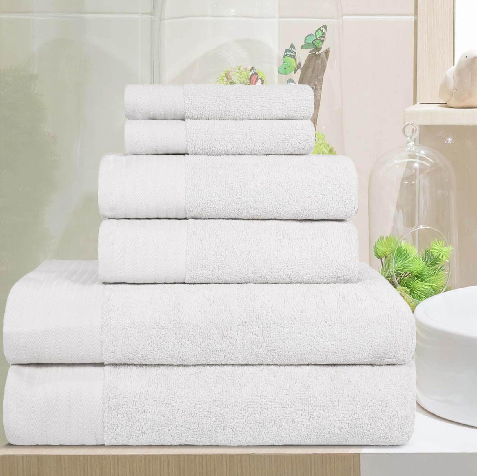 Turkish Cotton Herringbone Solid Assorted 6 Piece Towel Set - Towel Set by Superior Brand