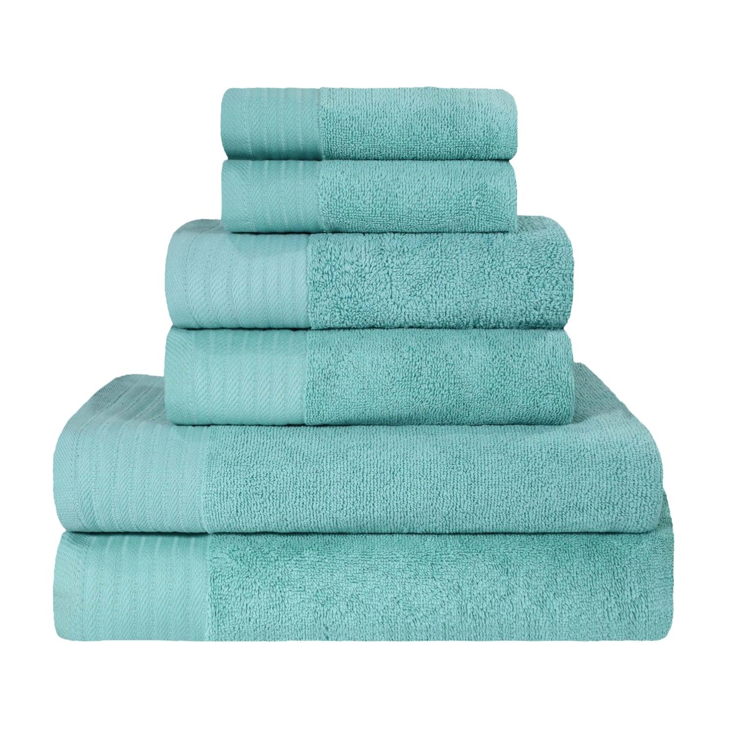 Turkish Cotton Herringbone Solid Assorted 6 Piece Towel Set - Towel Set by Superior