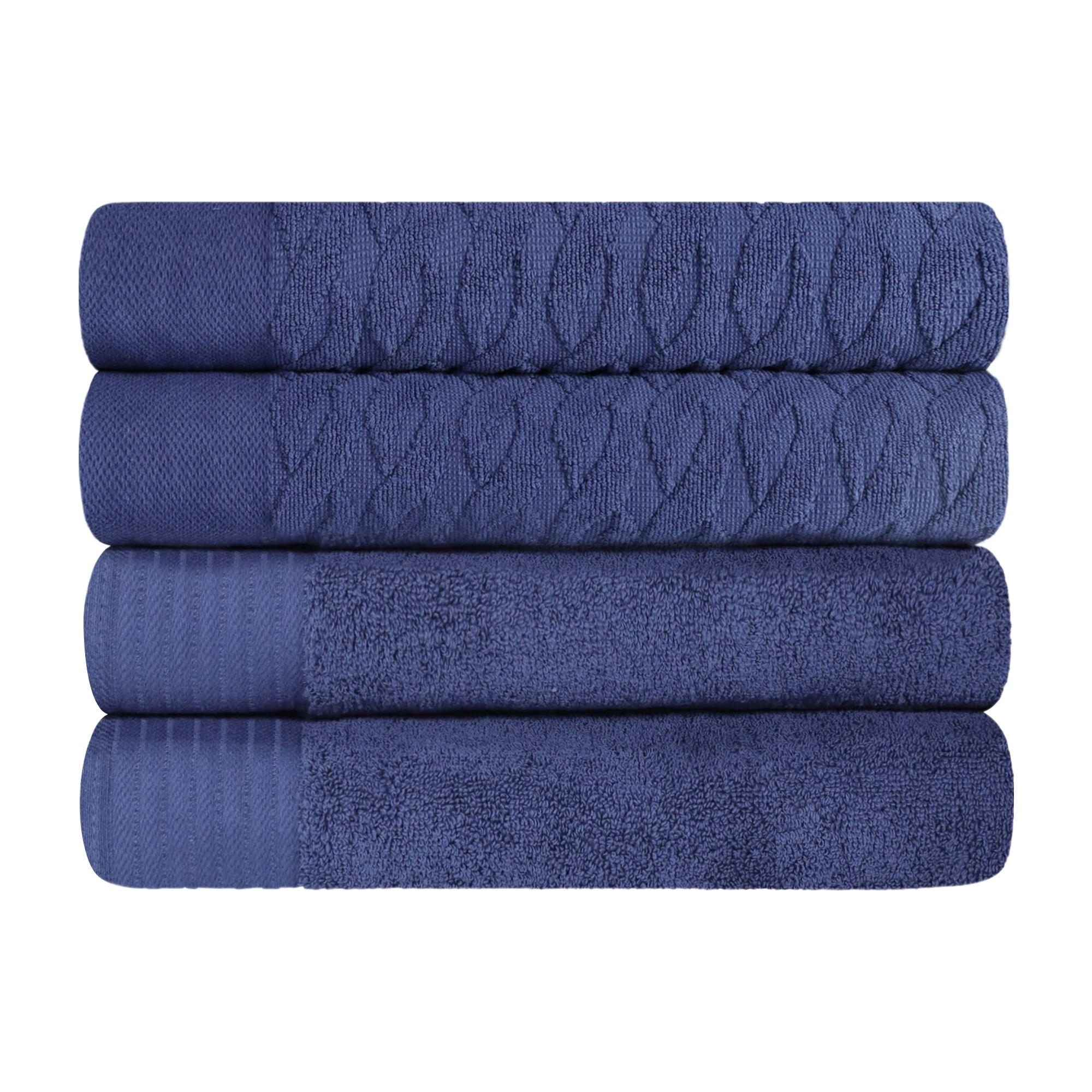 Turkish Cotton Jacquard Herringbone and Solid 4 Piece Bath Towel Set - Bath Towel by Superior
