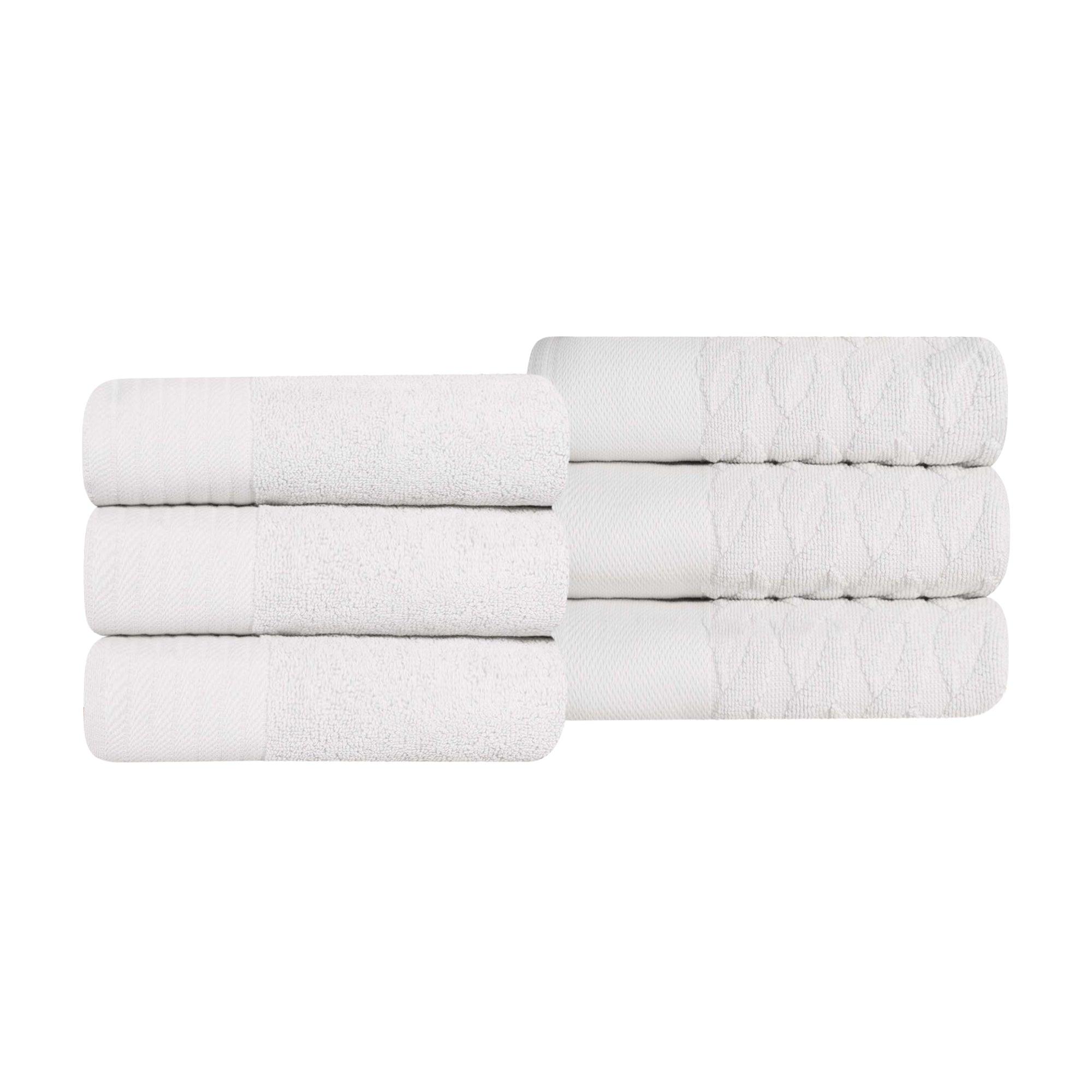 Turkish Cotton Jacquard Herringbone and Solid 6 Piece Hand Towel Set - Hand Towel Set by Superior Brand
