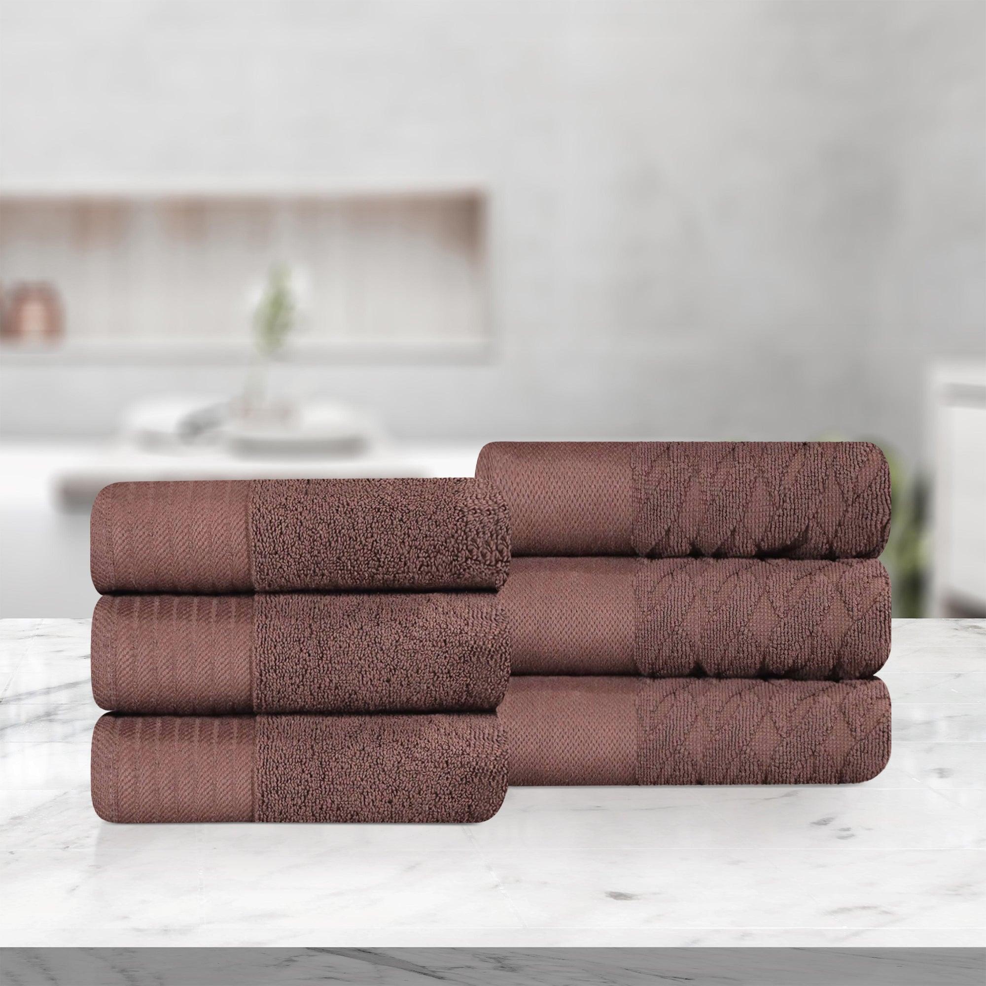 Turkish Cotton Jacquard Herringbone and Solid 6 Piece Hand Towel Set - Hand Towel Set by Superior Brand