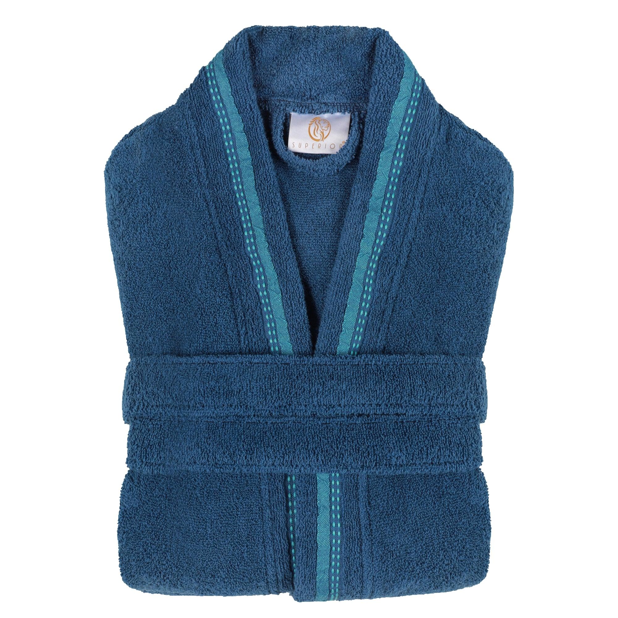 Turkish Cotton Terry Kimono Embroidered Super-Soft Unisex Bathrobe - Bath Robe by Superior