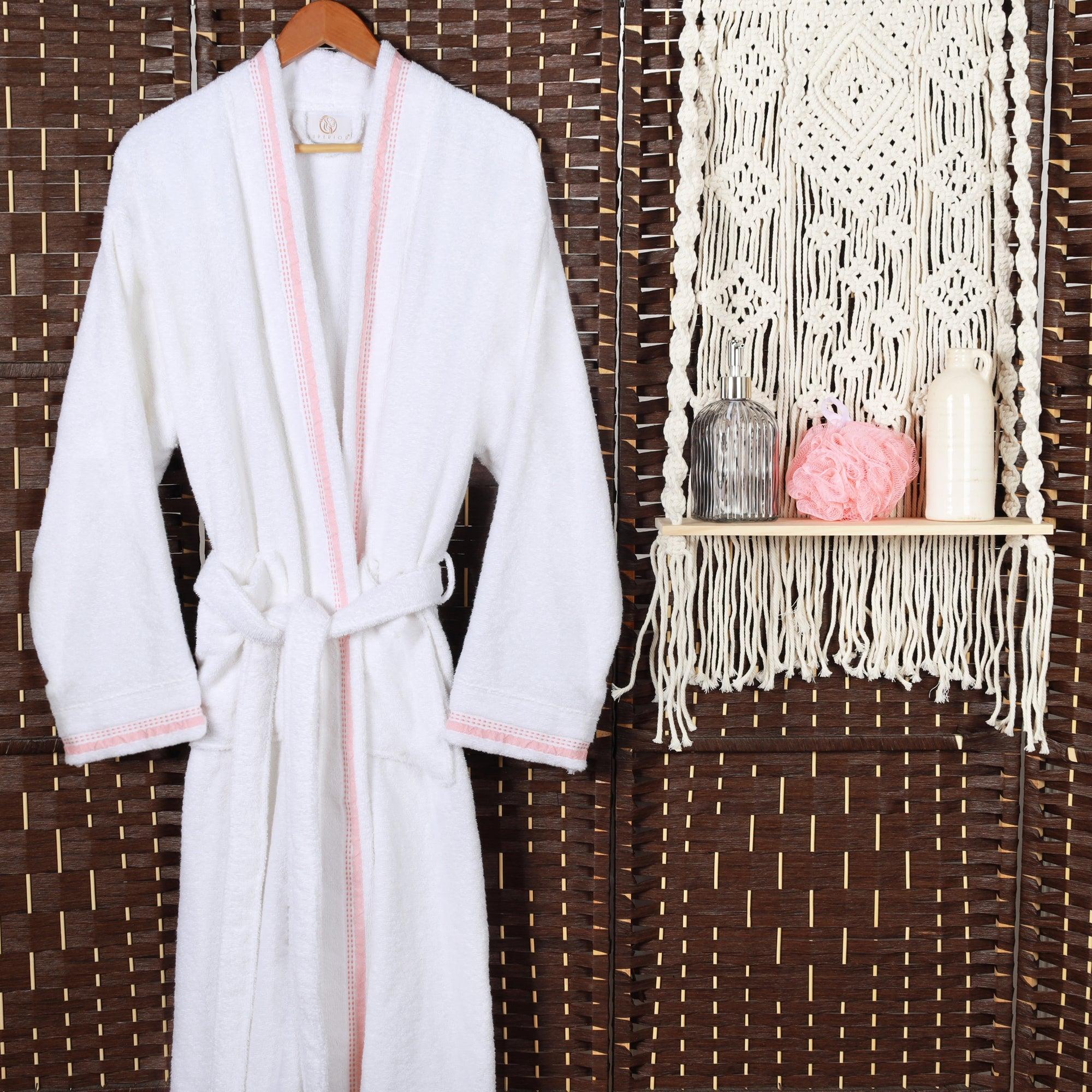 Turkish Cotton Terry Kimono Embroidered Super-Soft Unisex Bathrobe - Bath Robe by Superior